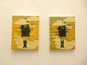 （左）「補完された少女凸」（右）「補完された少女凹」油彩、キャンバス　F0　2017