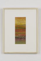 「未知への歩み」紙に鉄錆、ペン、パステル、他　24.2×10cm　2016