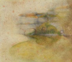 「多重奏」紙に鉄錆、ペン、パステル、他　63×73.3cm　2016