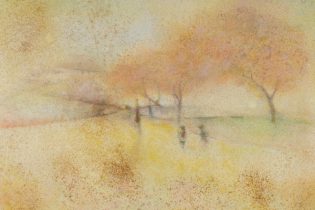 「忘れかけたままの想景」紙に鉄錆、ペン、パステル、他　40.8×61cm　2016