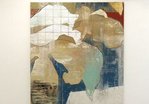 「植物」顔料、銀箔、金箔、膠、カシュー、麻紙　193.9×162.1cm　2017