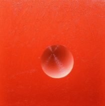 「朱と雫」油彩・キャンバス727×727mm（Ｓ２０）2017