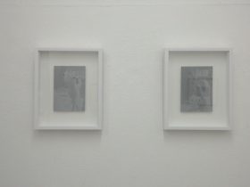 （左）「shelter2-1」（右）「shelter2-2」和紙、シルクスクリーン、点描、水性木版　180×125mm　2017