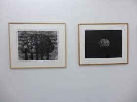 （左）「雲とビル」（右）「雲-2」メゾチント