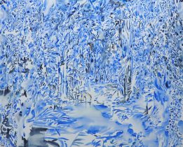 「生命についての記号と視覚」水彩紙に水彩　103×162cm　2016