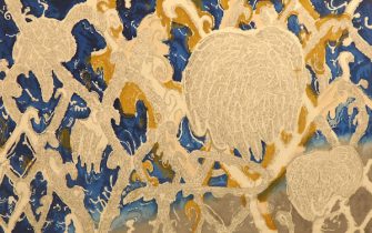 「Words of light」越前雲肌麻紙に木版　91×145cm　2016