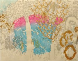 「The lake of light」越前雲肌麻紙に木版　65×84cm　2013