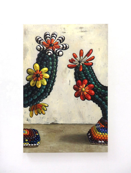 「小さな店の小さなサボテンたち3」油彩、キャンバス　100×65.2cm　2017