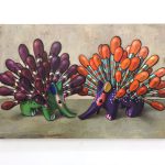 「はりねずみとはりねずみ」油彩、キャンバス　91×60.6cm　2017