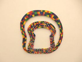 「友人の結婚式の夜とプラカゴ」油彩、キャンバス　90×90cm　2017