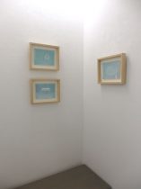 (左上)「身体にある水分は記憶を伴うのか。-3」(左下)「Hello, my dear.」(右)「汽水域」