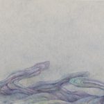 「虚ろな微動」雲肌麻紙、墨、岩絵具　606×910mm　2017