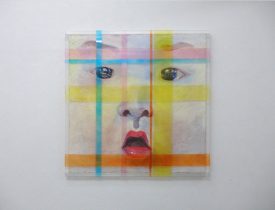 「AI」ブオンフレスコ（漆喰、砂、顔料、アクリル、金網、木）　2017