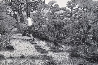 「敷石」墨、和紙・木版　60×91cm　2017