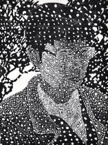 「精霊」墨、和紙・木版　24×18cm　2017