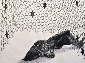 「星」墨、和紙・木版　45×61cm　2017