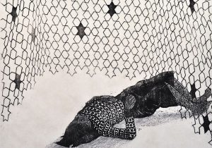 「星」墨、和紙・木版　45×61cm　2017