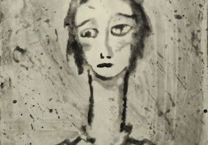 「見守る」スピットバイト、アクアチント　60×50cm　2017　