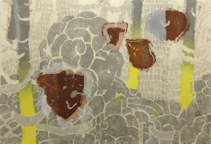 「With a breeze」越前雲肌麻紙に木版　107×158cm　2011