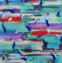 「鳶がくるりと輪をかいた 18－Ｐ－9」板に紙、白亜地、テンペラ、油彩　180×185mm　2018