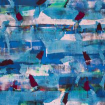 「鳶がくるりと輪をかいた 18－Ｐ－13」キャンバス、テンペラ、油彩　1300×1300mm　2018