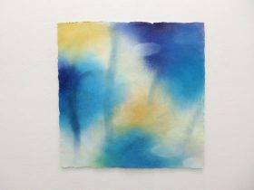 「色奏—影映 P18-9」手漉きコットン紙に水彩、パステル　73.5×73.5cm　2018
