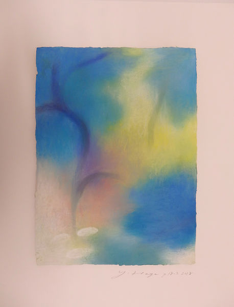 「色奏—影映 P18-3」手漉きコットン紙に水彩、パステル　35×25.5cm　2018