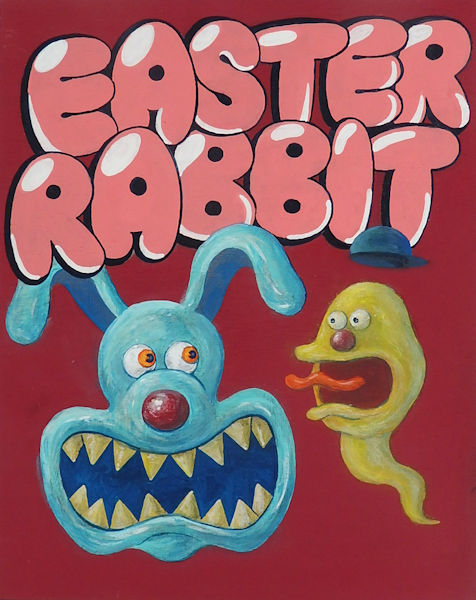 「Easter Rabbit」パネルに着彩　545×424mm　2018
