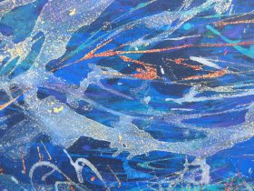 「Original Evidence―龍神は諭してくれる。理想は歌うように美しくあれと。―（サモトラケのニケの祝福が響きわたる）」（部分） アクアオイル、金箔　S100　 2017