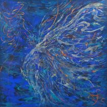 「Original Evidence―龍神は諭してくれる。理想は歌うように美しくあれと。―（サモトラケのニケの祝福が響きわたる）」アクアオイル、金箔　S100　2017