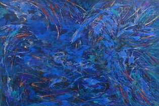 「Original Evidence―龍神は諭してくれる。理想は歌うように美しくあれと。―」アクアオイル、金箔　F120　2018