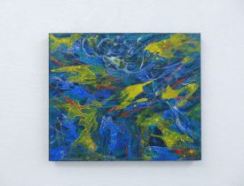 「Original Evidence―龍神は諭してくれる。理想は歌うように美しくあれと。―」 アクアオイル、金箔　F8 2018