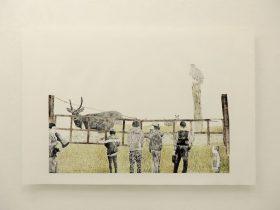 「Okuchishi」紙、リトグラフ　805×1200mm　2018