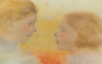 「未来」紙に鉄錆、ペン、パステル　67.8×86.7cm　2017