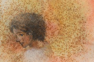 「翔」紙に鉄錆、ペン、パステル　22×27cm　2018