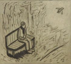 「こつぜんと」銅版画　H210×W220mm　2017