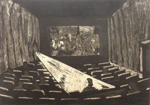 「at the cinema」銅版画　H275×W340mm　2018