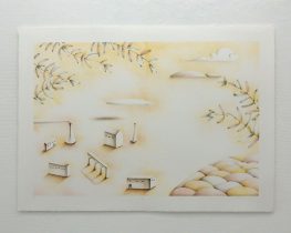 「塒 #1」リトグラフ　750×105cm　2018