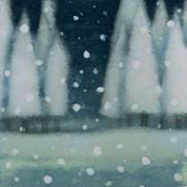 「silent noise」水性油性混合木版（和紙、油性版画インク、透明水彩絵の具）　360×360mm　2018