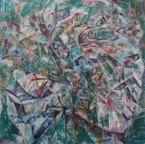 「rhythm18-P-2」キャンバス、テンペラ、油彩　1620×1620mm　2018