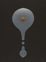 「たまごのなかで　おこっていること」キャンソン紙に色鉛筆　43.6×37.2cm