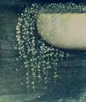 「Morning fog４」水性油性混合木版（和紙、油性版画インク、透明水彩絵の具）　360×330mm　2018