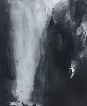 「interference」 木製パネル、岩絵具、水干絵具、ピグメント　72.7×60.6cm　