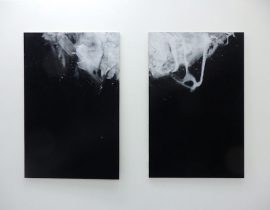 「the Flood」 木製パネル、岩絵具、水干絵具、ピグメント　145.5×97cm（2点）