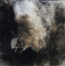 「metamorphism」木製パネル、岩絵具、水干絵具、ピグメント、銀箔　30×30cm