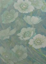 「Windflower #18n」雲肌麻紙、楮紙、岩絵具、膠　F4　2018