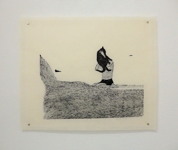 「黒猫」和紙、墨（木版）　28.5×35cm　2013