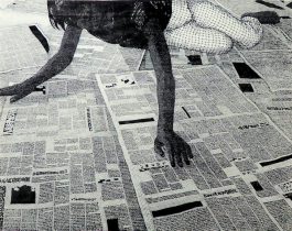 「新聞」和紙、墨（木版）　91×114cm　2013