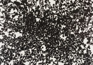 「天空座標」墨、雁皮紙、木製パネル　88×125cm　2017（撮影：末正真礼生）