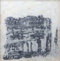 「biotop vol.4」アクリル、ペン、布、木　580×590mm　2019